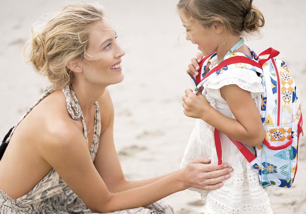 Woman with girl wearing the Margherita Maccapani Missoni Children's Backpack