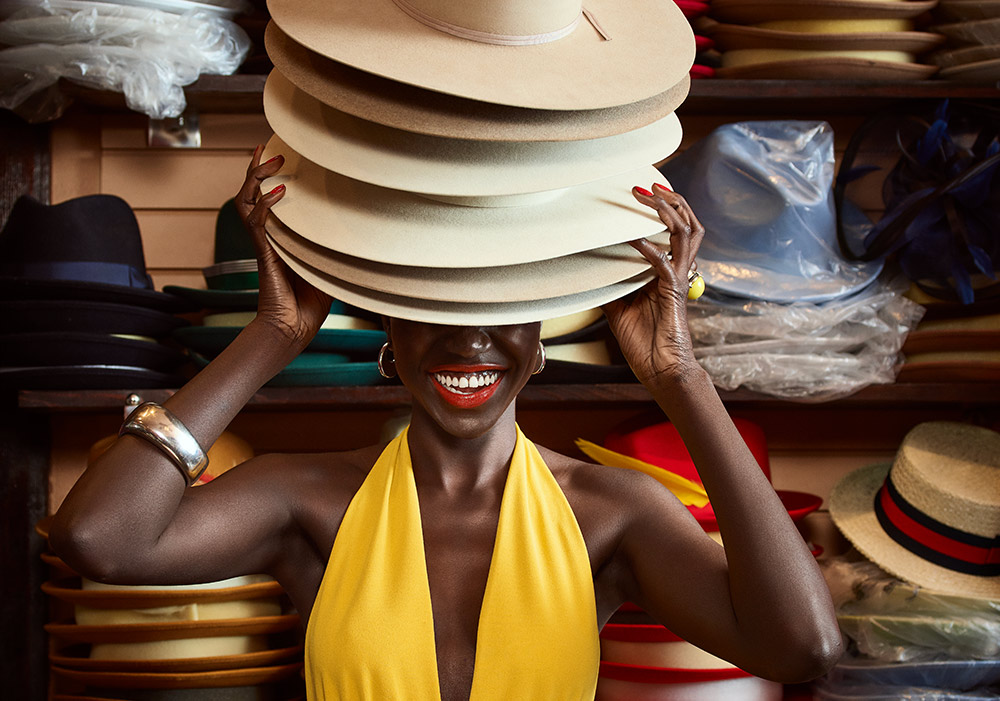 Woman wearing hats