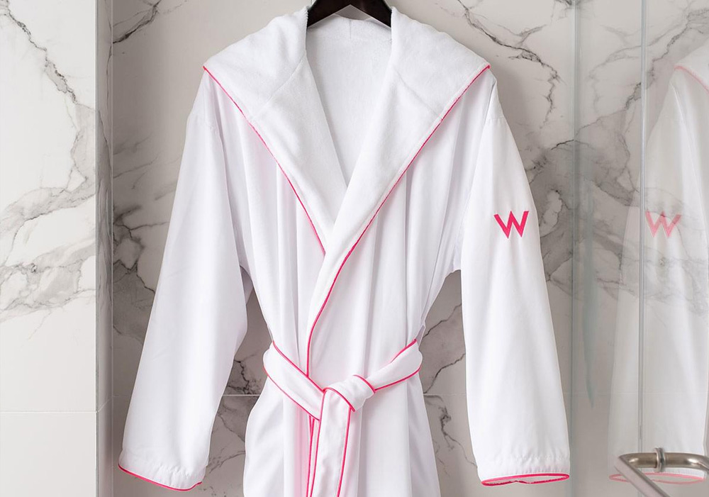 Pink Trim Hooded Robe